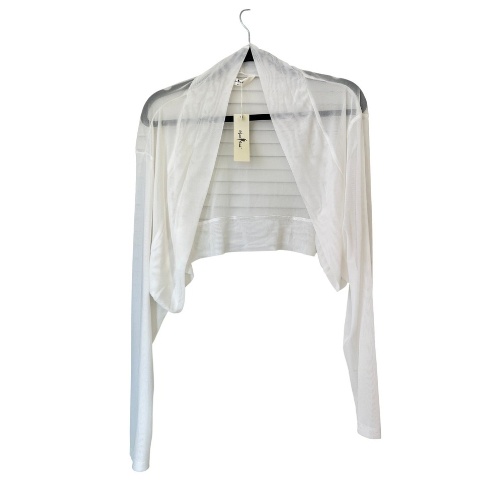 Agnes Orinda White Sheer Mesh Shrug Bolero Cardigan Plus Size 3X New With Tags